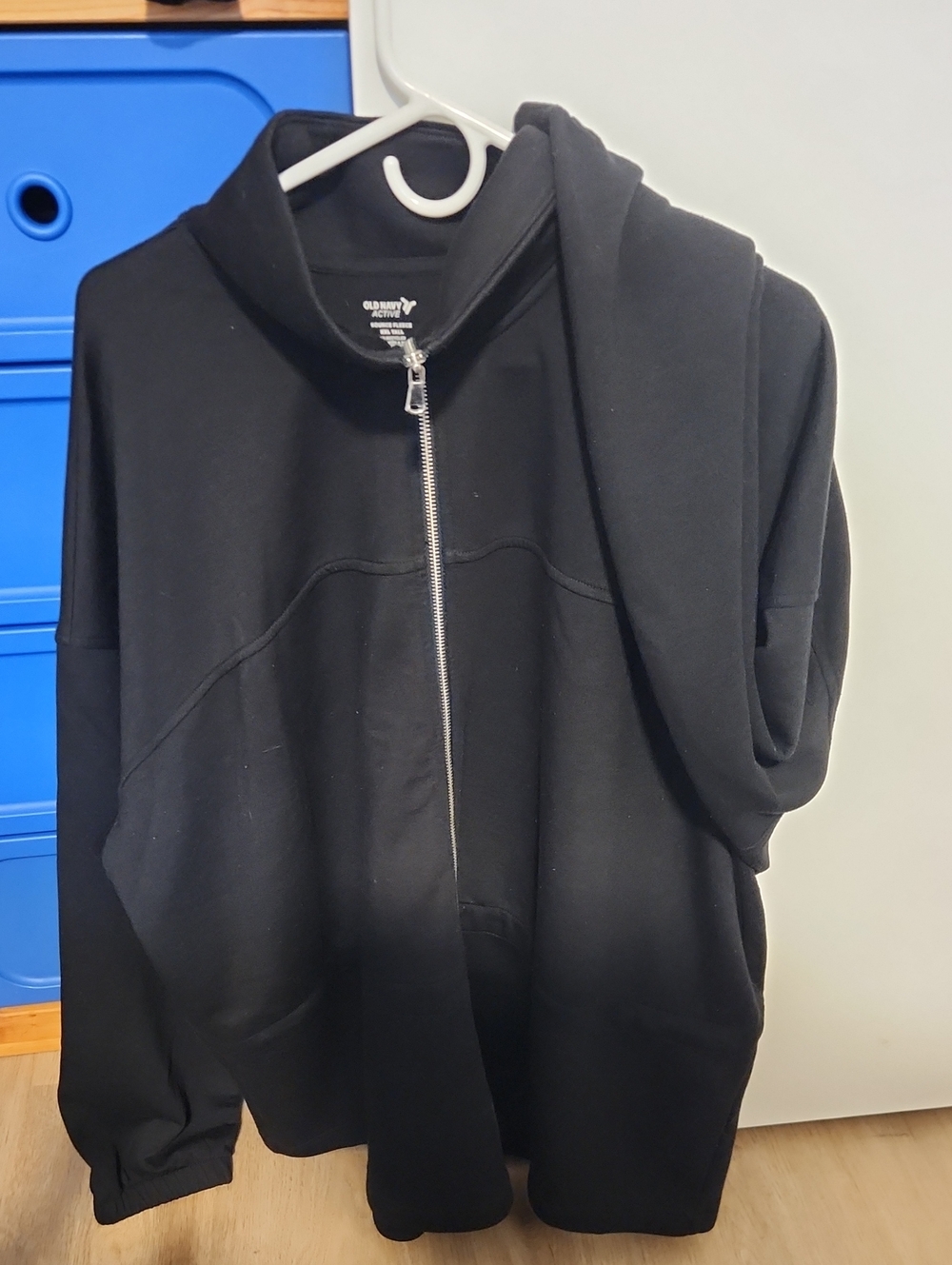 Old Navy Black Bounce Fleece Full-Zip Hoodie Bomber Jacket